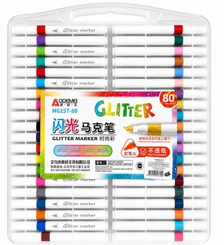 Набор скетчмаркеров Aodemei "Glitter" 6157-80, 80 цветов в пластиковом боксе