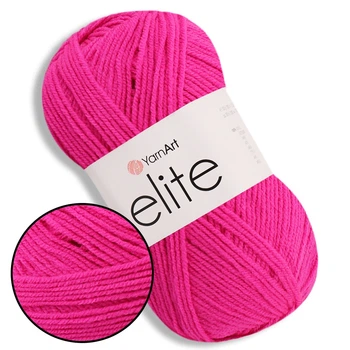 Пряжа Yarnart Elite (Еліт) Рожевий неон №174 турецька для в'язання 100% акрил для іграшок, пінеток, пледів та одягу, нитки для в'язання спицями та гач