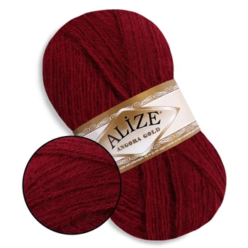 Alize Angora Gold, Бордо №57 – тонкая пряжа с ангорой, 100 г/550 м, акрил 80% / шерсть 20% - для вязания свитеров, шарфов, шалей