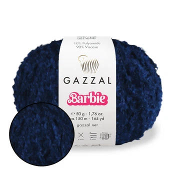 Gazzal Barbie, Темно-синий №10726 – пряжа имитирующая мех, 50 г / 150 м, 90% вискоза / 10% полиамид, для сумок, панам, игрушек и одежды
