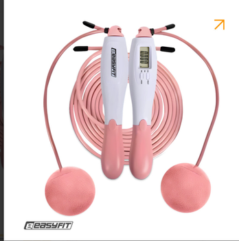 Скакалка для похудения EasyFit TwinRope со счетчиком 2,8м белый-розовый (EF-1909-WP)