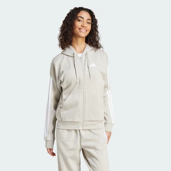 Жіноча толстовка Essentials 3-Stripes Full-Zip Fleece adidas JX7702 (S) бежевий (4068807338777)
