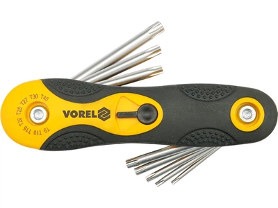 Ключ TORX L-образный складной, Т9-Т40 Cr-V, 8 элементов. VOREL (56507)