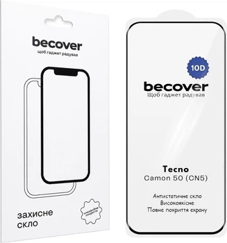 Защитное стекло BeCover для Tecno Camon 50 (CN5) 10D Black (BC_716103)