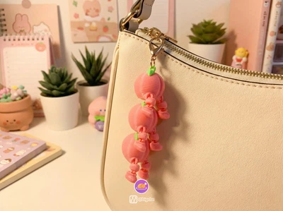 Брелок Набор Весёлые Персики 3 Шт Подвижные Articulated Fruit Keychains Peach 10 См 3Д Печать