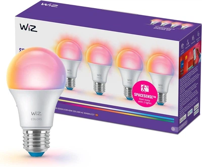 Розумна лампа WiZ E27 White and Color Ambiance 8.5W 806лм, Wi-Fi, Matter, Bluetooth, набір 4 шт. 8720169075771