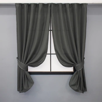 Комплект коротких штор VR-Textil Льон Мішковина № 1234ш Сірий 130х170 см 2 шт (35-0301)