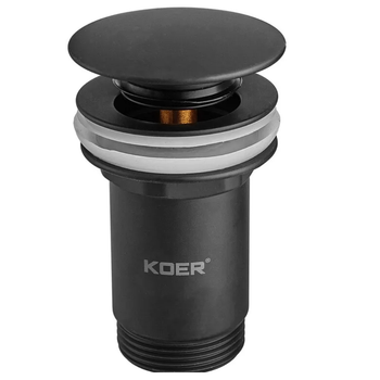 Донный клапан Koer PW-07-05 1 1/4'' Сlick-Сlack для умывальника, черный матовый (KR5785)