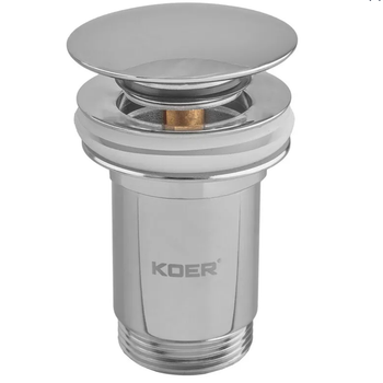 Донный клапан Koer PW-07-01 1 1/4'' Сlick-Сlack для умывальника, хром (KR5782)