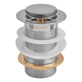 Донный клапан Koer PW-10-01 Click-Clack 1 1/4" для умывальника, хром глянцевый (KR5797)