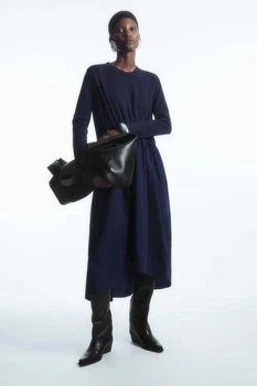 Сукня жіноча COS asymmetric gathered-waist midi dress 1194527002 S Темний синій