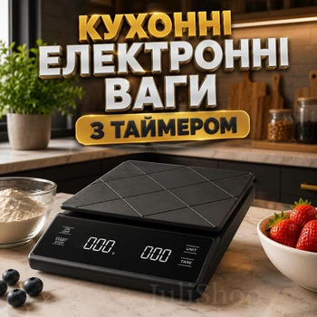 Электронные весы с таймером 0.1–5000 г, сенсорные, LCD-дисплей, функция TARE + силиконовый коврик