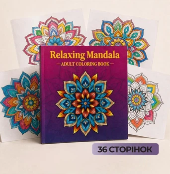 Раскраска-антистресс Relaxing Mandala для взрослых — книга с мандалами для творчества и отдыха