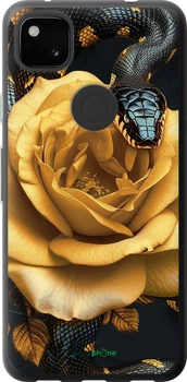 Чехол на Google Pixel 4A Black snake and golden rose "6068u-1935-70447"