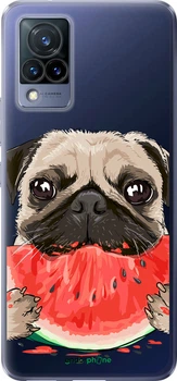 Чехол на Vivo V21 Мопс и арбуз "4665u-2368-70447"