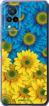 Чехол на Vivo V21 Жёлто-голубые цветы "1048u-2368-70447"