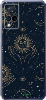 Чехол на Vivo V21 Celestial Harmony: Sun & Moon Gold Mystic Pattern "6778u-2368-70447"