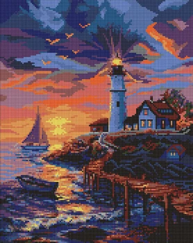 Алмазна мозаїка "Маяк біля моря" 40*50см, термопакет, ТМ Ідейка