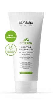 Очищувальний гель Babe Laboratorios (Бабе Лабораторіос) Stop Akn Purifying Cleansing Gel для жирної та проблемної шкіри, 200 мл