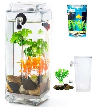 Самоочищающийся аквариум My Fun Fish 2 л с LED подсветкой 12x12x25 см, Квадратный, маленький акриловый