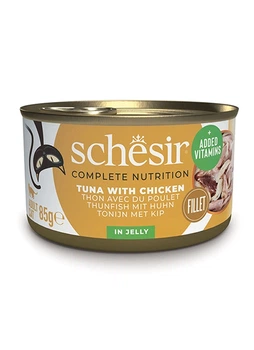 Влажный корм Schesir Tuna Chicken для кошек, тунец с куриным филе в желе, 85 г