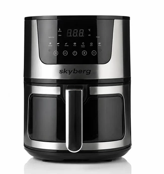 Аерогриль Skyberg – 8 л, 4200 Вт, сенсорне керування, Air Fryer, аерофритюрниця без олії, для великої родини Чорний