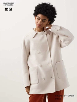Мягкое полушерстяное пальто Uniqlo 1161023679 (Молочный S) - Уценка