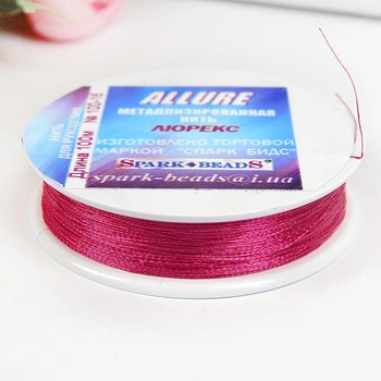 Люрексова нитка Allure Люрекс, металізована, 100 м, №16 яскраво-рожевий