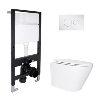 Подвесной унитаз Qtap Swan Ultra Quiet 485x360x320 см керамика белый комплект инсталляции