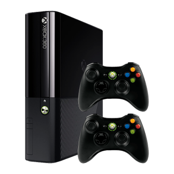 Набір Консоль Microsoft Xbox 360 E Freeboot 250GB Black + 5 Вбудованих Ігор Б/У + Геймпад Бездротовий 2шт