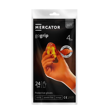 Рукавички нітрилові Супер міцні Powergrip Mercator Medical, щільність 8.5 г. - помаранчеві L (8-9) (4 шт/2 пари)