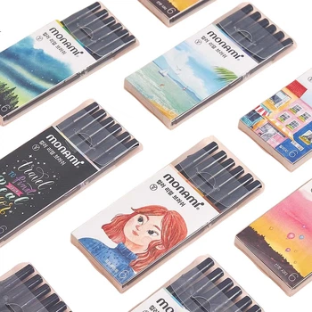 Набор кистевых маркеров Monami Soft Brush серии Village, 6 цветов, для каллиграфии и акварели