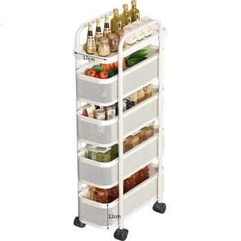 Стеллаж для хранения Jiabangshou Kitchen Gap, выдвижной боковой шкаф для холодильника, тележка для ванной комнаты, ультраузкая выдвижная корзина, 22+5