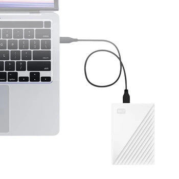 Портативний жорсткий диск Western Digital (WD) 1 ТБ USB 3.0 My Passport 2,5-дюймовий білий механічний жорсткий диск Зовнішній накопичувач для ноутбуків великої ємності із шифруванням для всієї родини