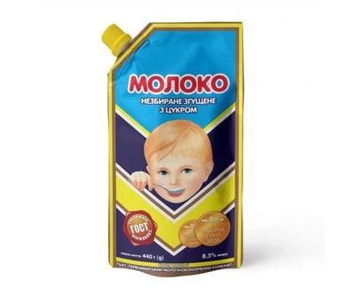 Молоко незбиране згущене з цукром (ДСТУ) дой-пак 440г.