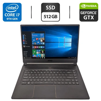 Ігровий ноутбук MSI GS65 Stealth 9SD / 15.6" (1920x1080) IPS / Intel Core i7-9750H (6 (12) ядра по 2.6 - 4.5 GHz) / 16 GB DDR4 / 512 GB SSD / nVidia GeForce GTX 1660 Ti, 6 GB GDDR6, 192-bit / WebCam б/в