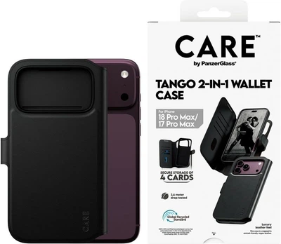 Etui z klapką CARE by Panzer Glass Tango 2-in-1 Wallet Case Black w. MagSafe do Apple iPhone 17 Pro Max (CR39469)