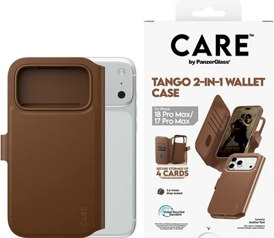 Etui z klapką CARE by Panzer Glass Tango 2-in-1 Wallet Case Brown w. MagSafe do Apple iPhone 17 Pro Max (CR20458)