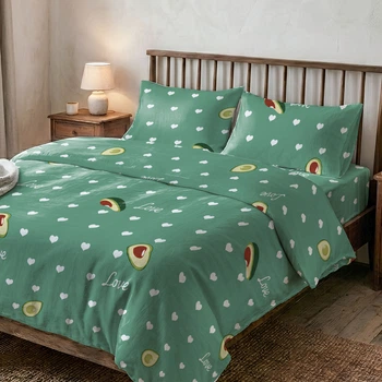 Комплект постельного белья Zastelli Двуспальный 175х210 см Avocado on Bright Green бязь (2500000994647)