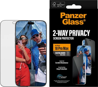 Захисне скло Panzer Glass 2-Way Privacy Screen Protector для Apple iPhone 17 Pro Max Transparent (PG37957)