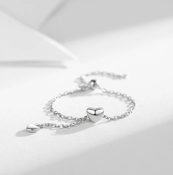 Кільце з ланцюжком та серцем біжутерія Fashion Jewelry, регульоване, сріблясте (SVS)