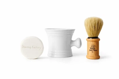 Набор для бритья с белой чашкой The Shave Factory Shave Set White Mug