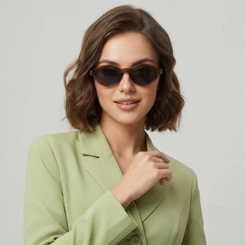 Жіночі сонцезахисні окуляри овальної форми Honey Fashion Accessories хакі (4-67)