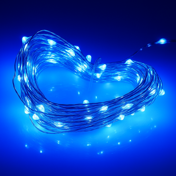 Светодиодная гирлянда Роса USB 5 м 50 LED с пультом ДУ для праздничного декора интерьера и создания уютного освещения Голубая