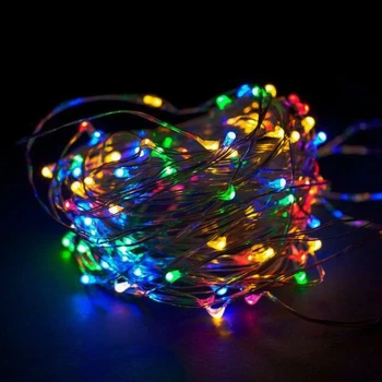 Новогодняя гирлянда Роса 20 м 200LED на зеленом проводе Разноцветное светодиодное украшение для елки с влагозащитой и питанием от сети