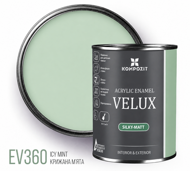 Емаль акрилова шовковисто-матова EV360 Крижана м'ята VELUX 0,75л