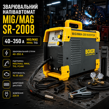 Зварювальний напівавтомат Boxer SR2008 350 А інверторний MIG MAG MMA TIG FCAW для дроту 08 10 мм та електродів 16 32 мм