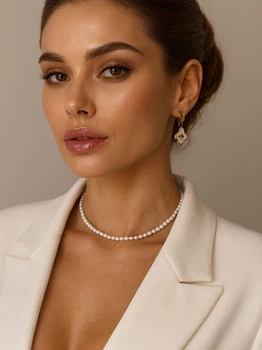Намисто з перлів у класичному стилі Honey Fashion Accessories білий (12-94/1)