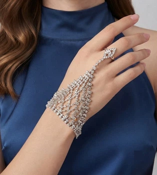 Слейв-браслет зі стразами Honey Fashion Accessories сріблястий (12-55/5)