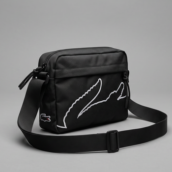 Чоловіча барсетка Lacoste прямокутна сумка Лакоста Крос-боді через плече Lacoste чорна ART068